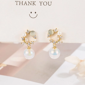 Wholesale Mermaid Pearl Copper Earrings