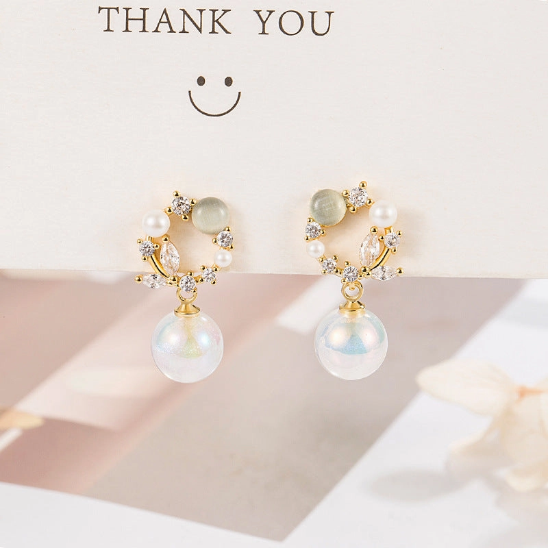 Wholesale Mermaid Pearl Copper Earrings