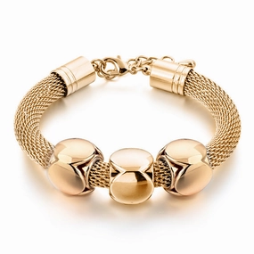Wholesale Mesh Gold Stainless Steel Thick Bracelet