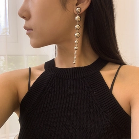 Wholesale Metal Beaded Statement Geometric Earrings