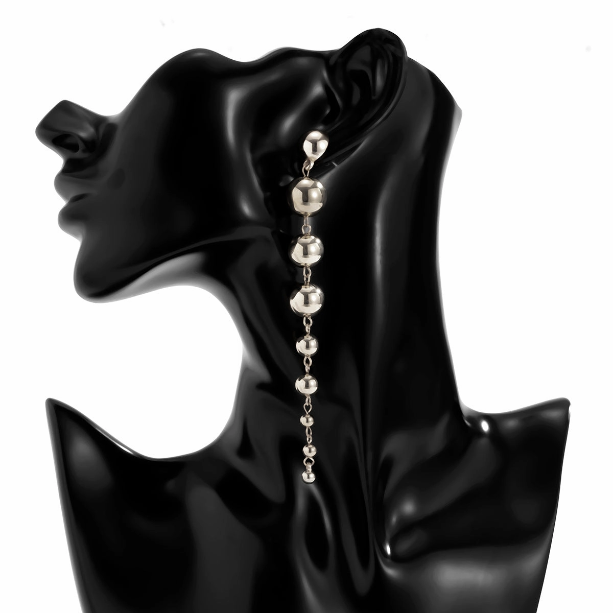 Wholesale Metal Beaded Statement Geometric Earrings