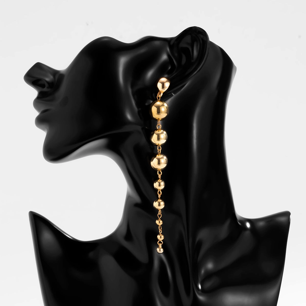 Wholesale Metal Beaded Statement Geometric Earrings
