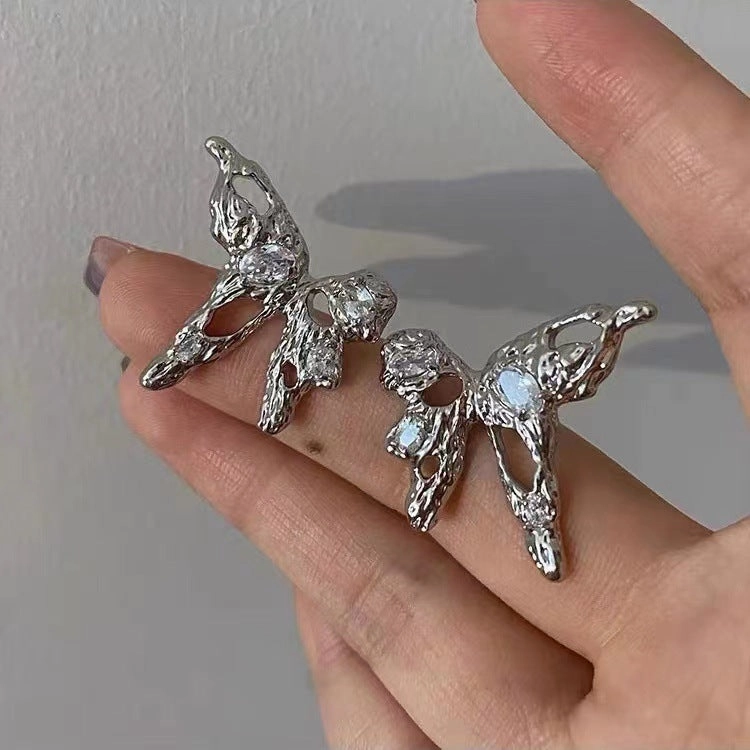 Wholesale Metal Butterfly Zircon Alloy Earrings