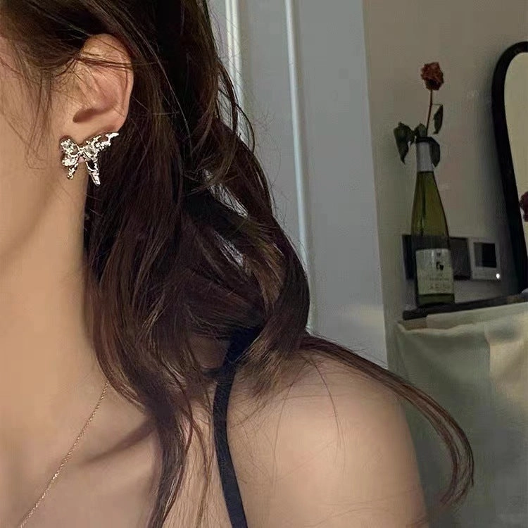 Wholesale Metal Butterfly Zircon Alloy Earrings