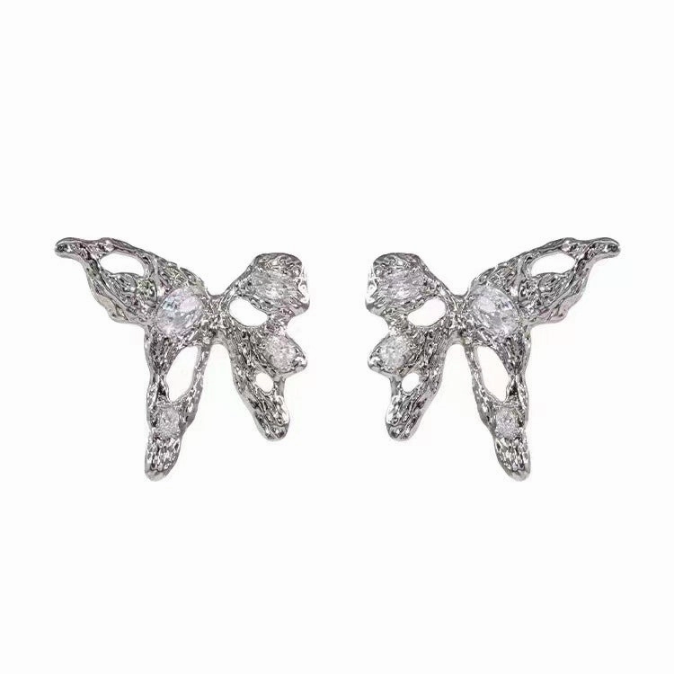 Wholesale Metal Butterfly Zircon Alloy Earrings