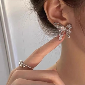 Wholesale Metal Butterfly Zircon Alloy Earrings