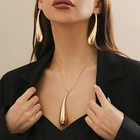 Wholesale Metal Exaggerated Water Drop Pendant Necklaces