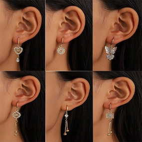 Wholesale Metal Geometric Alphabet Heart Alloy Earrings
