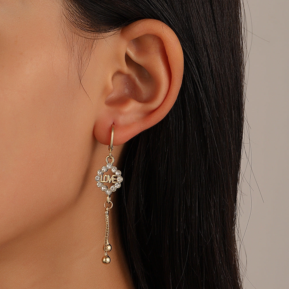 Wholesale Metal Geometric Alphabet Heart Alloy Earrings