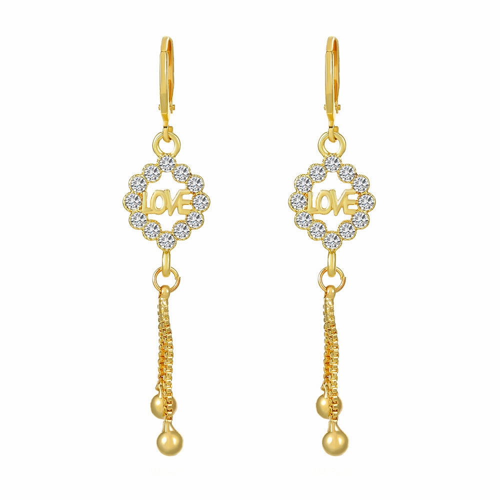 Wholesale Metal Geometric Alphabet Heart Alloy Earrings