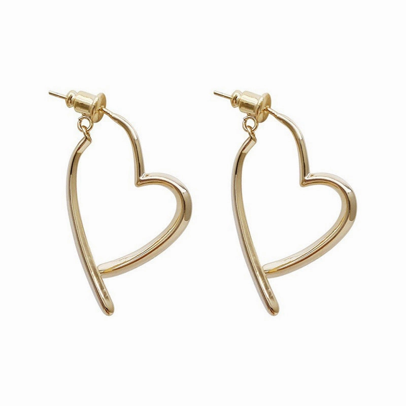 Wholesale Metal Heart Double Assembled Copper Earrings