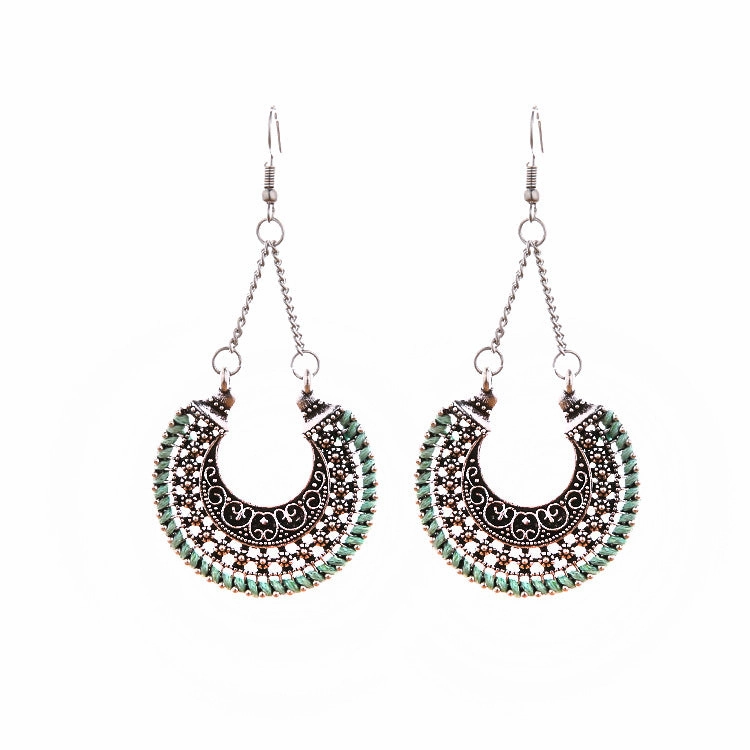 Wholesale Metal Hollow Carved Crescent Moon Flower Basket Earrings