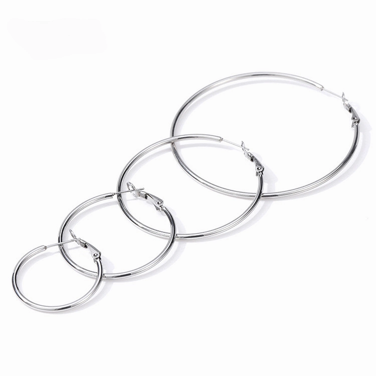 Wholesale Metal Large Circle Titanium Steel Earrings