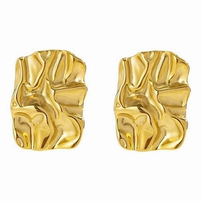 Wholesale Metal Minimalist Geometric Rectangular Hammered Pattern Alloy Earrings
