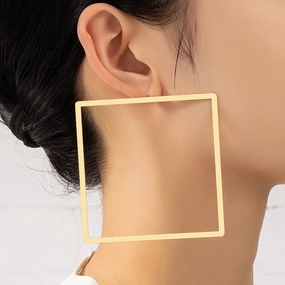 Wholesale Metal Oversized Rectangular Frame Alloy Earrings