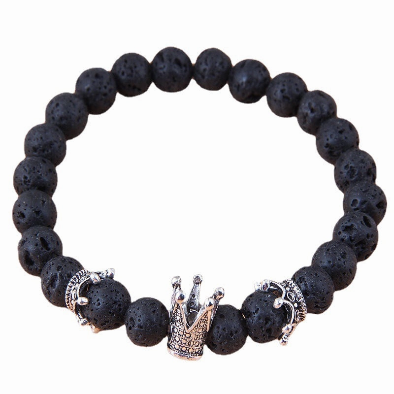 Wholesale Metal Owl Lava Stone Bracelet