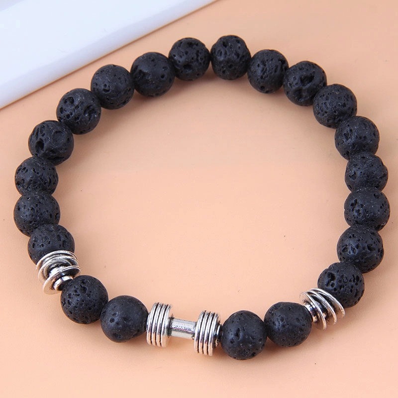 Wholesale Metal Owl Lava Stone Bracelet