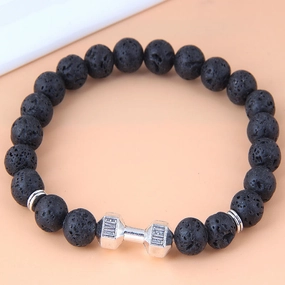 Wholesale Metal Owl Lava Stone Bracelet