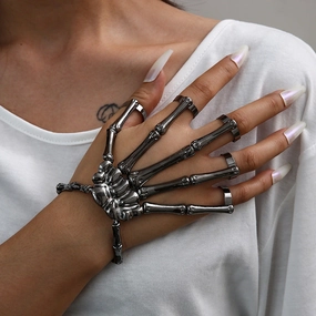 Wholesale Metal Skeleton Skull Mittens Bracelet