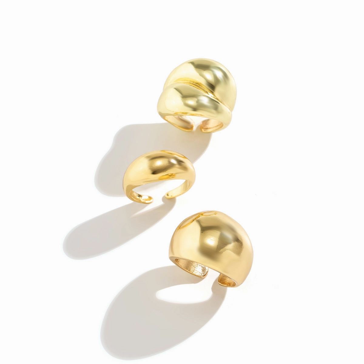 Wholesale Metal Texture Glossy Exaggerated Geometric Opening Ring Set