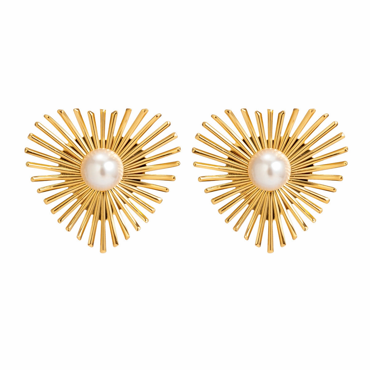 Wholesale Metal Wind Retro Geometric Heart Burr Earrings