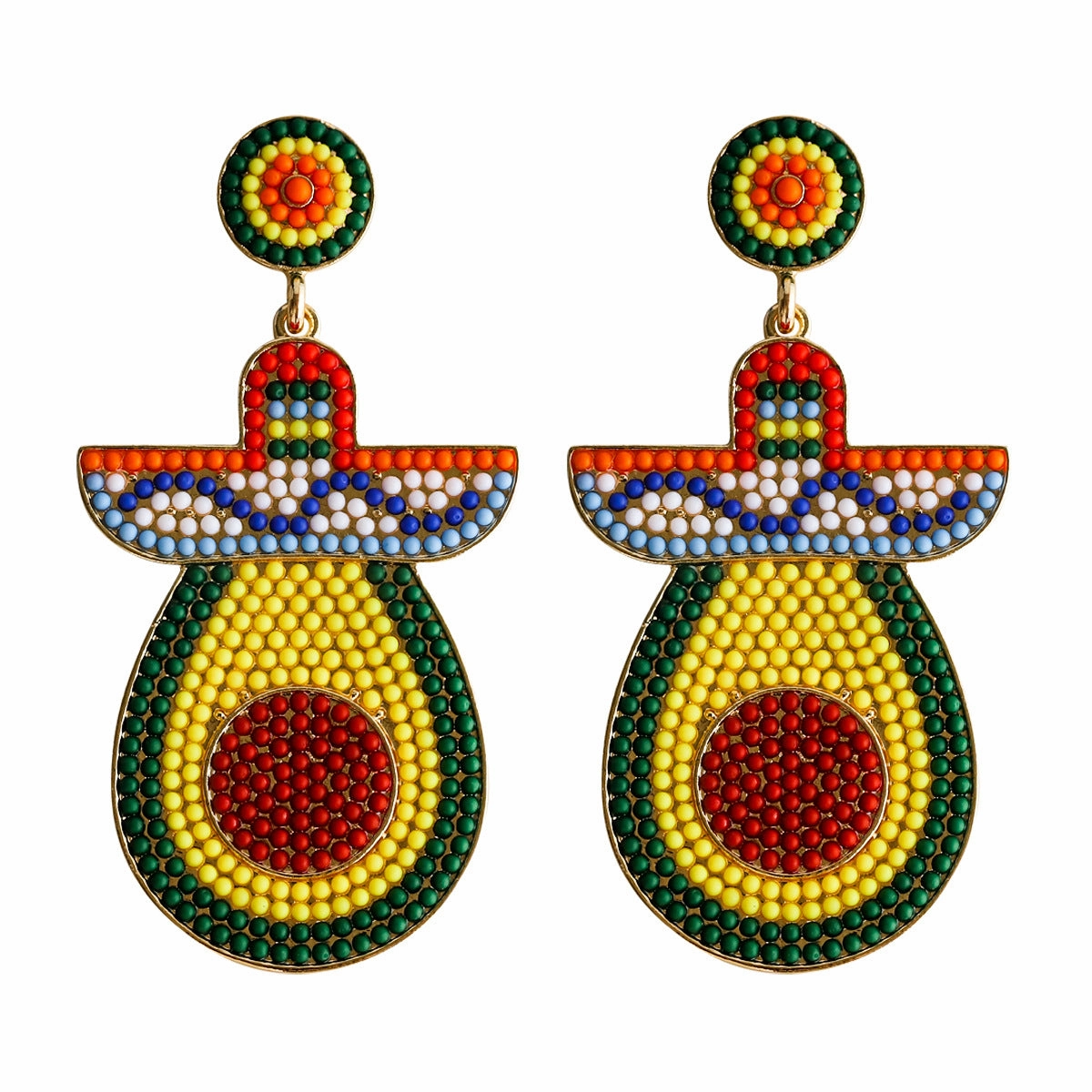 Wholesale Mexican Cactus Avocado Colorful Handmade Rice Beads Earrings