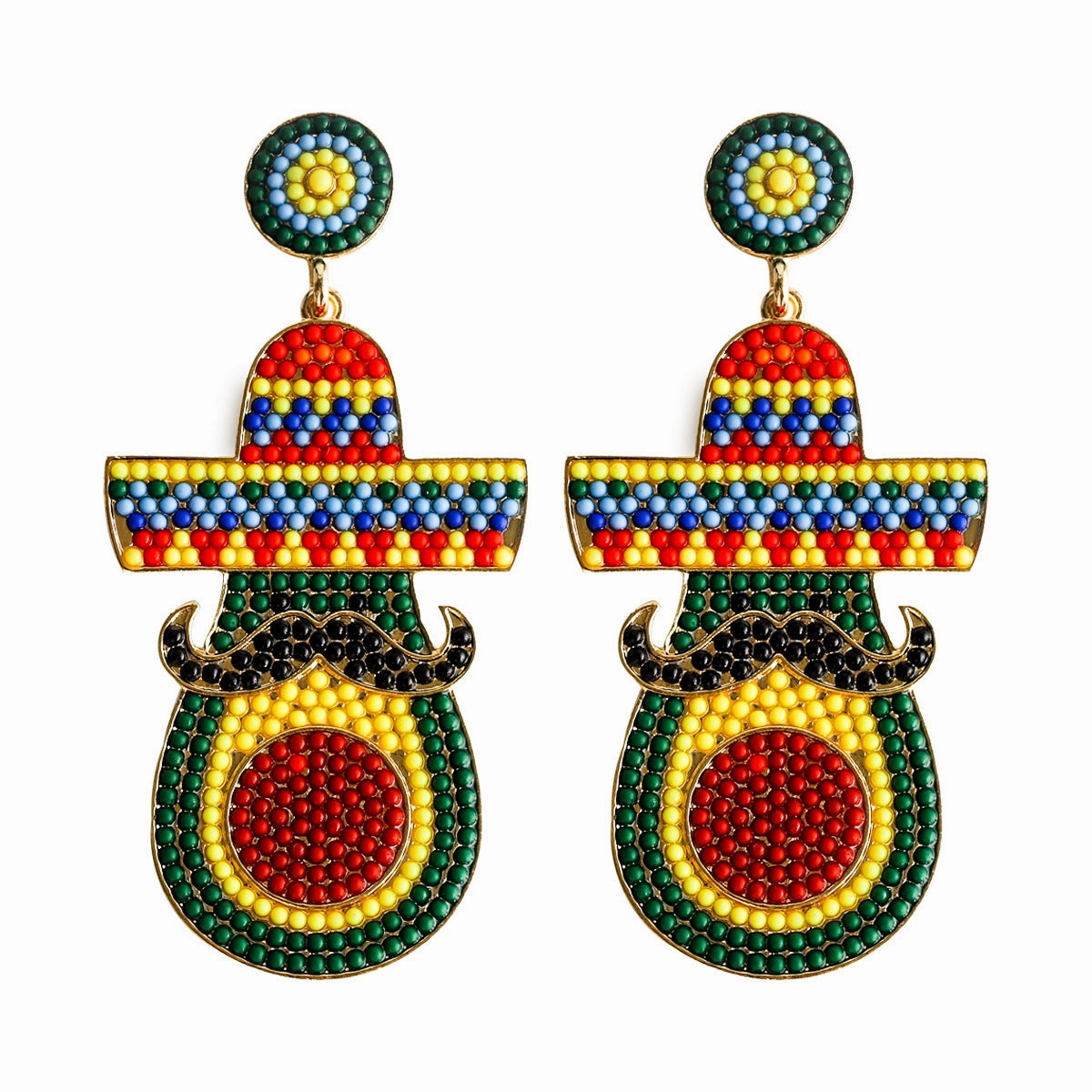 Wholesale Mexican Cactus Avocado Colorful Handmade Rice Beads Earrings