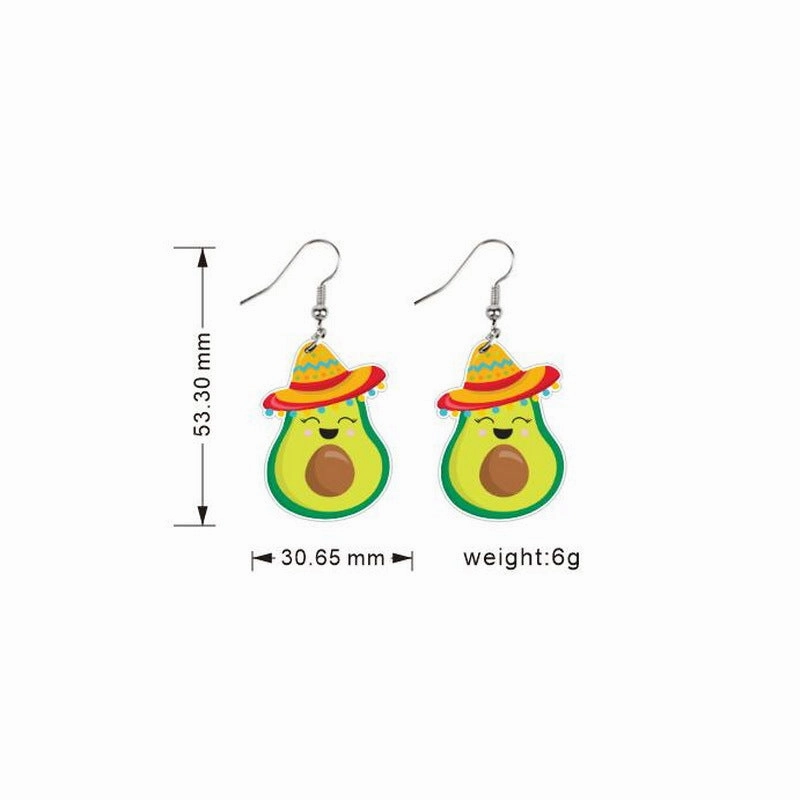 Wholesale Mexican Kalihuala skull pepper paddle rainbow acrylic earrings