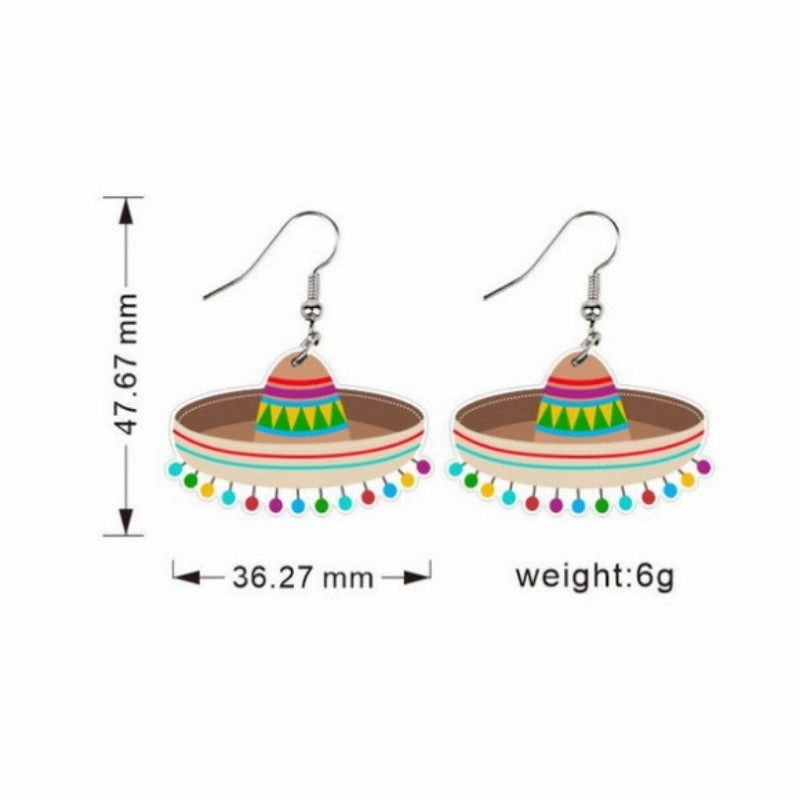 Wholesale Mexican May 5th Carnival Chili Rainbow Horse Wine Hat Skull Avocado Acrylic Earrings