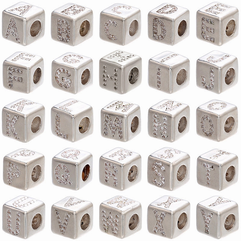 Wholesale Micro Inlaid Cube Alphabet Beading Rubik's Cube DIY Bracelet