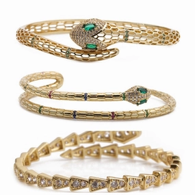 Wholesale Micro Inlaid Zircon Animal Snake Copper Bracelet