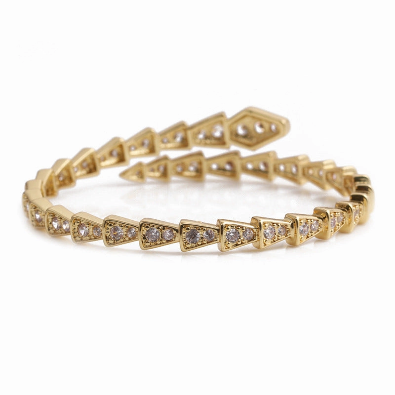 Wholesale Micro Inlaid Zircon Animal Snake Copper Bracelet
