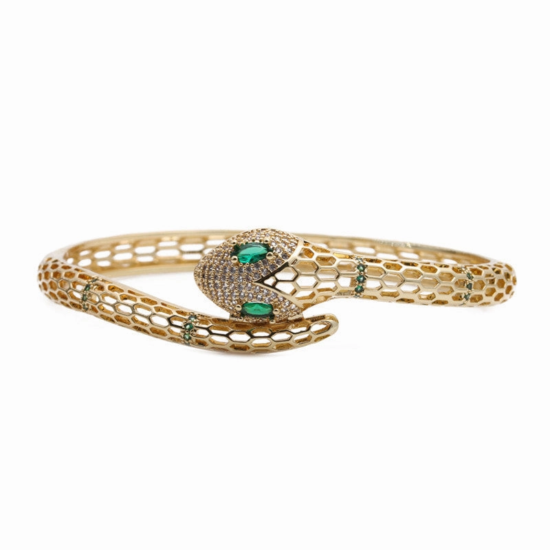 Wholesale Micro Inlaid Zircon Animal Snake Copper Bracelet