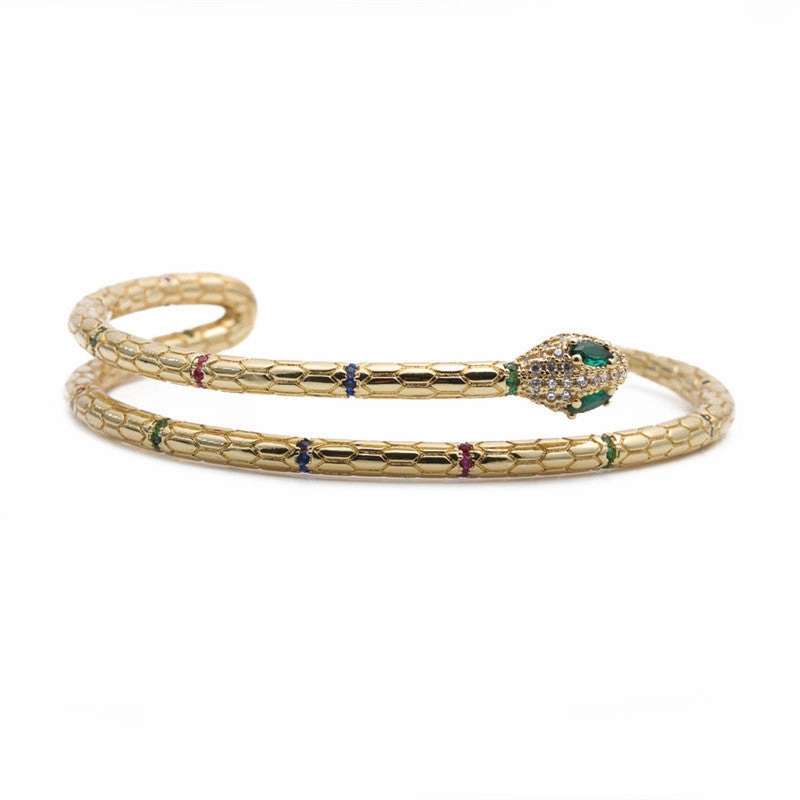 Wholesale Micro Inlaid Zircon Animal Snake Copper Bracelet