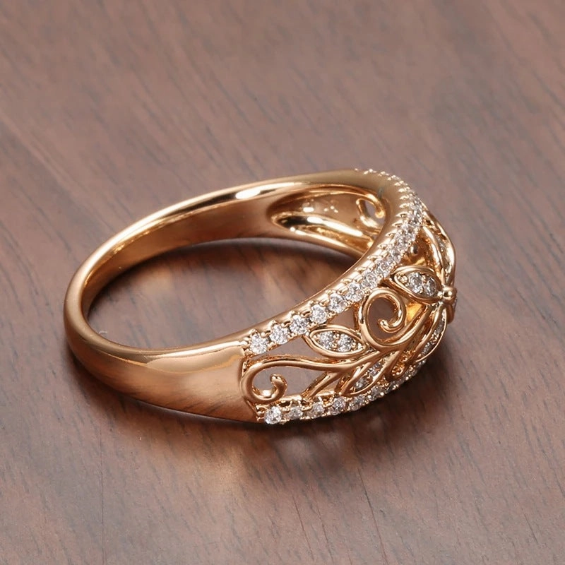Wholesale Micro Inlaid Zircon Clover Copper Rings