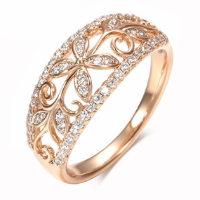 Wholesale Micro Inlaid Zircon Clover Copper Rings