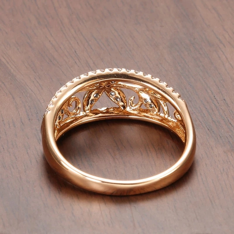 Wholesale Micro Inlaid Zircon Clover Copper Rings