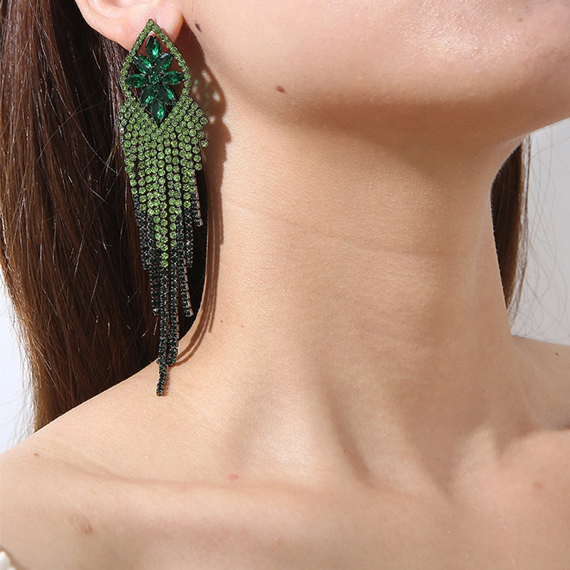 Wholesale Micro Pave Diamond Zircon Tassel Earrings OLY-ES-SHY001