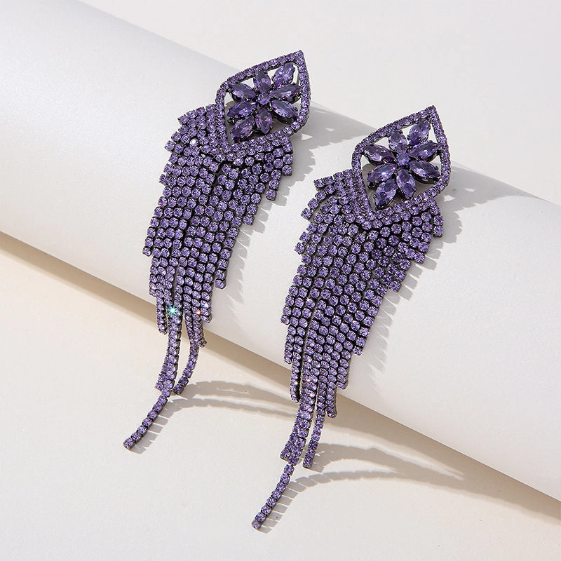 Wholesale Micro Pave Diamond Zircon Tassel Earrings OLY-ES-SHY001