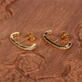 Wholesale Micro Paved C Shape Copper Earrings