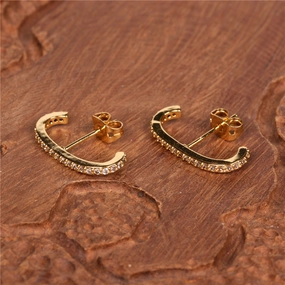 Wholesale Micro Paved C Shape Copper Earrings