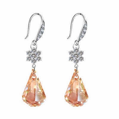 Wholesale Micro Paved Zircon Artificial Crystal Super Flash Diamond Tassel Earrings