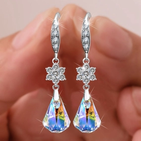 Wholesale Micro Paved Zircon Artificial Crystal Super Flash Diamond Tassel Earrings