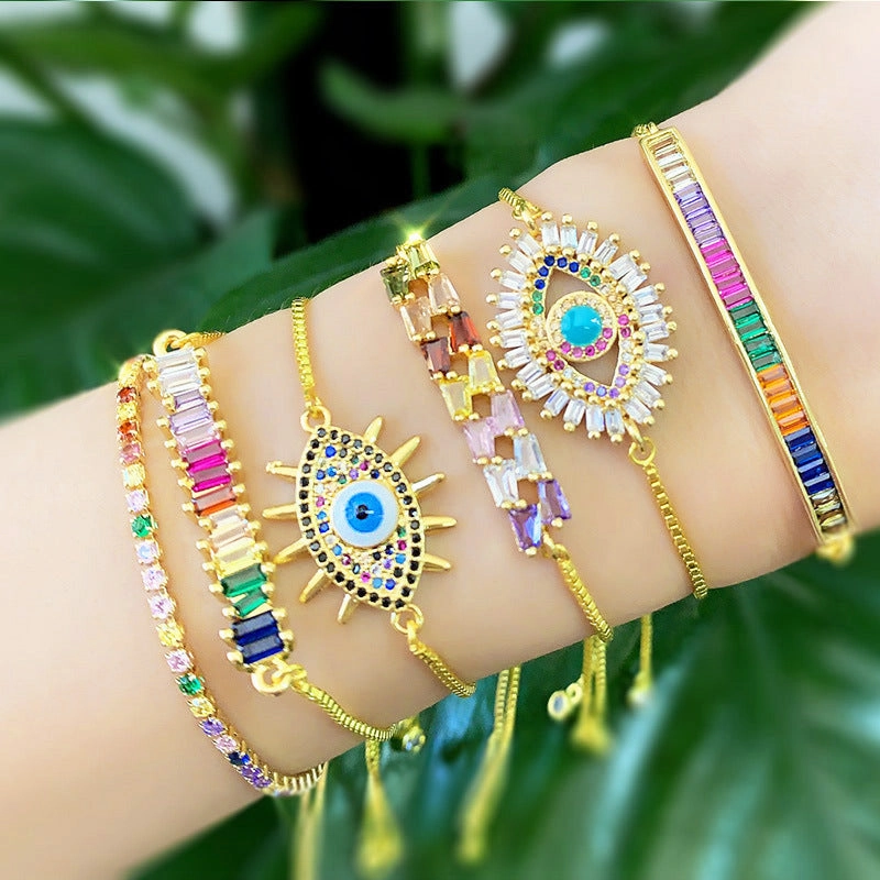 Wholesale Micro Paved Zircon Colored Crystal Bracelet OLY-BT-AS001