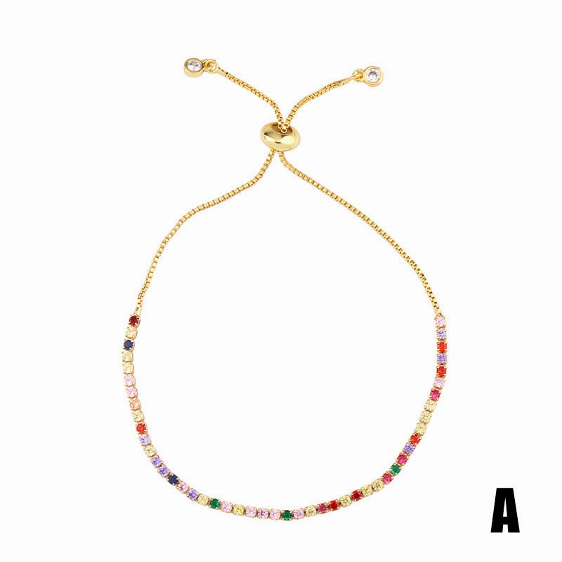 Wholesale Micro Paved Zircon Drawstring Colorful Crystal Bracelet
