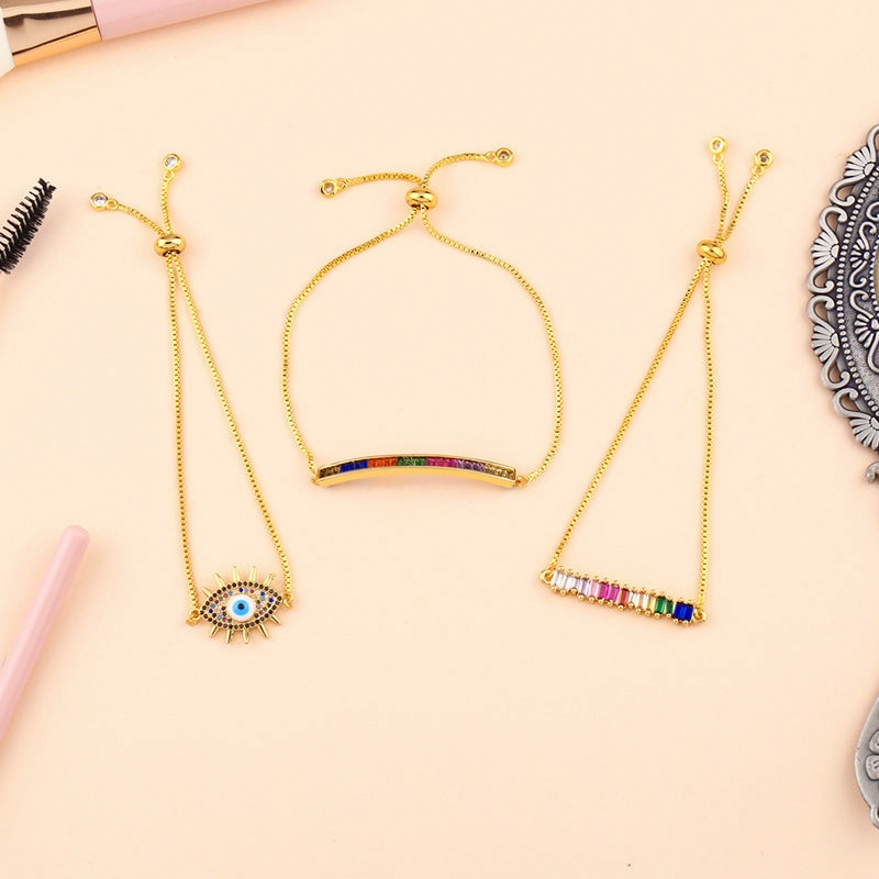 Wholesale Micro Paved Zircon Drawstring Colorful Crystal Bracelet
