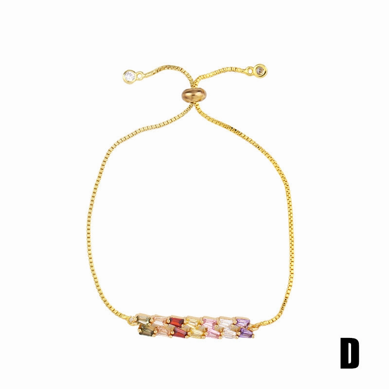 Wholesale Micro Paved Zircon Drawstring Colorful Crystal Bracelet