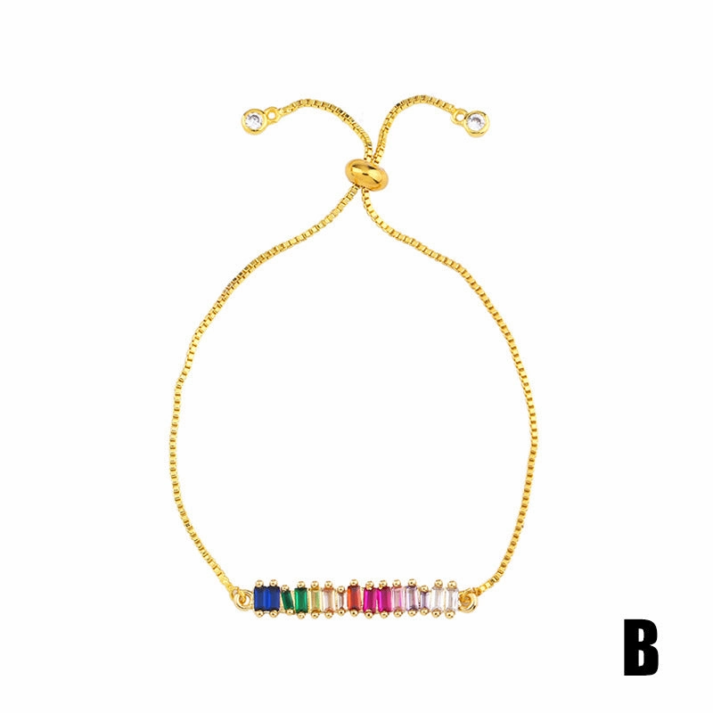 Wholesale Micro Paved Zircon Drawstring Colorful Crystal Bracelet