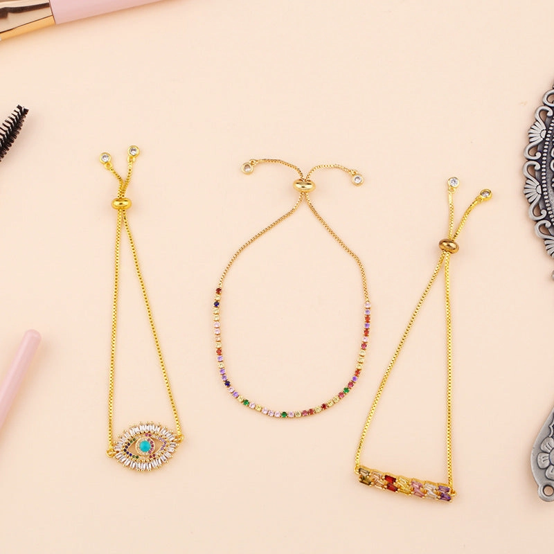 Wholesale Micro Paved Zircon Drawstring Colorful Crystal Bracelet