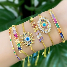 Wholesale Micro Paved Zircon Drawstring Colorful Crystal Bracelet
